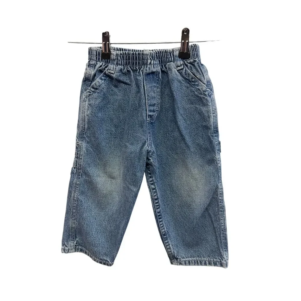 Vintage 90s Y2K OshKosh B’gosh baby Carpenter Jeans Size 24M Blue Denim